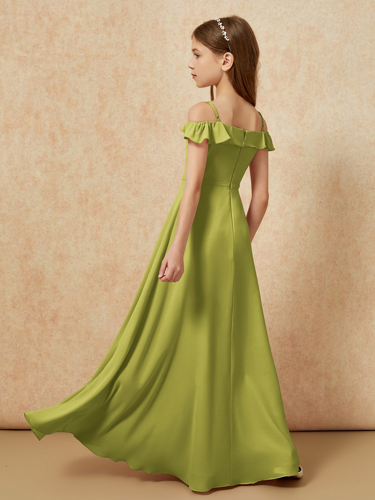 Off-the-shoulder A-Line Junior Bridesmaid Dresses Clover